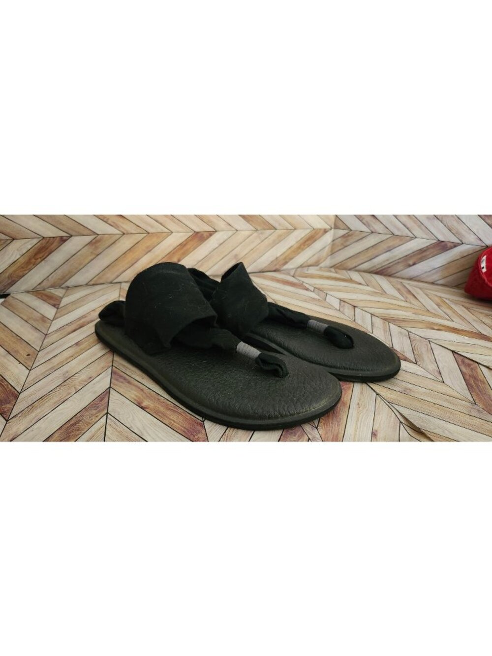 Women Sanuk Solid Black Yoga Mat Sling 2 Sandal Shoe Size 8 39 sws10001